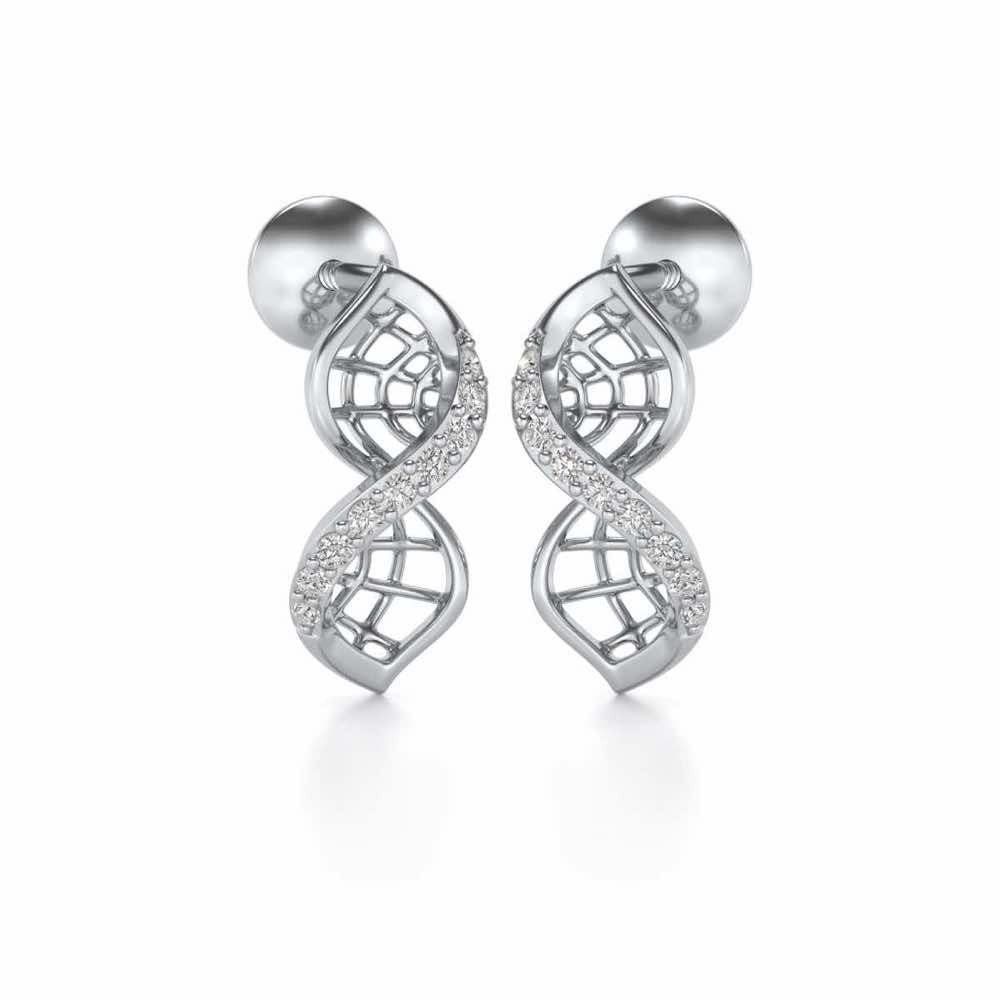 Twist Mesh Silver Earrings - White Gold - Image 2
