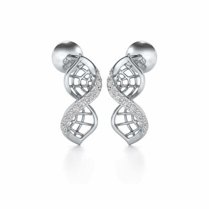 Twist Mesh Silver Earrings - White Gold - Image 2