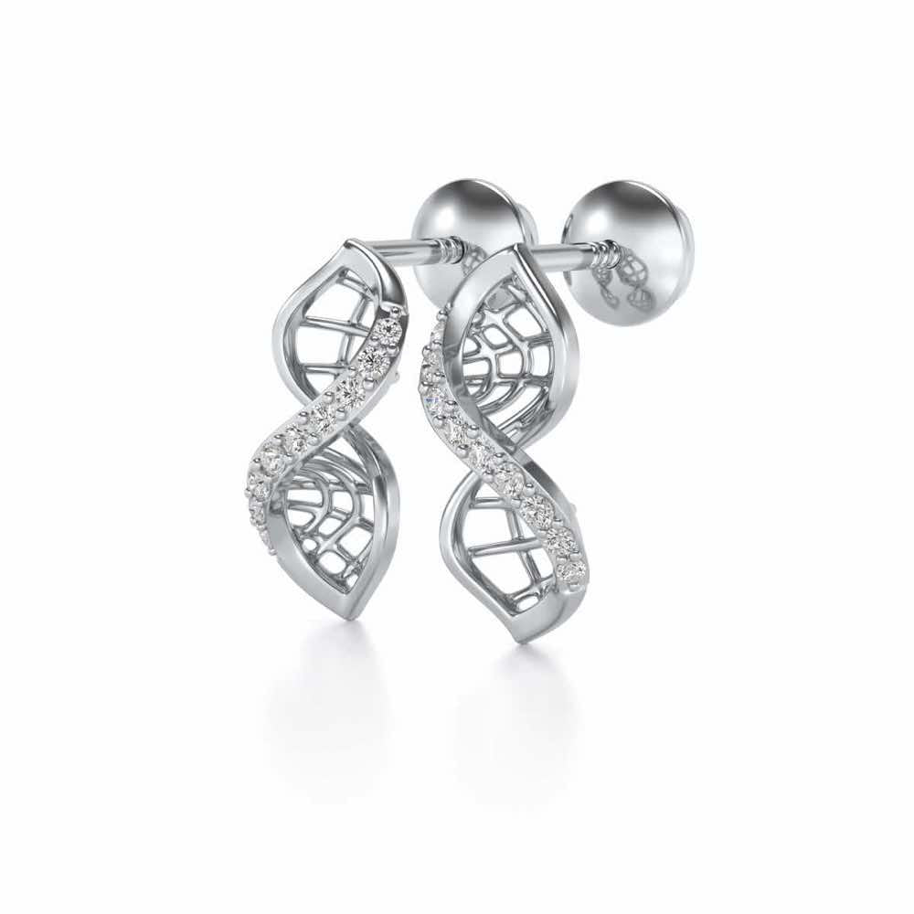 Twist Mesh Silver Earrings - White Gold - Image 3