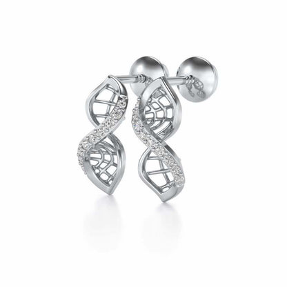 Twist Mesh Silver Earrings - White Gold - Image 3
