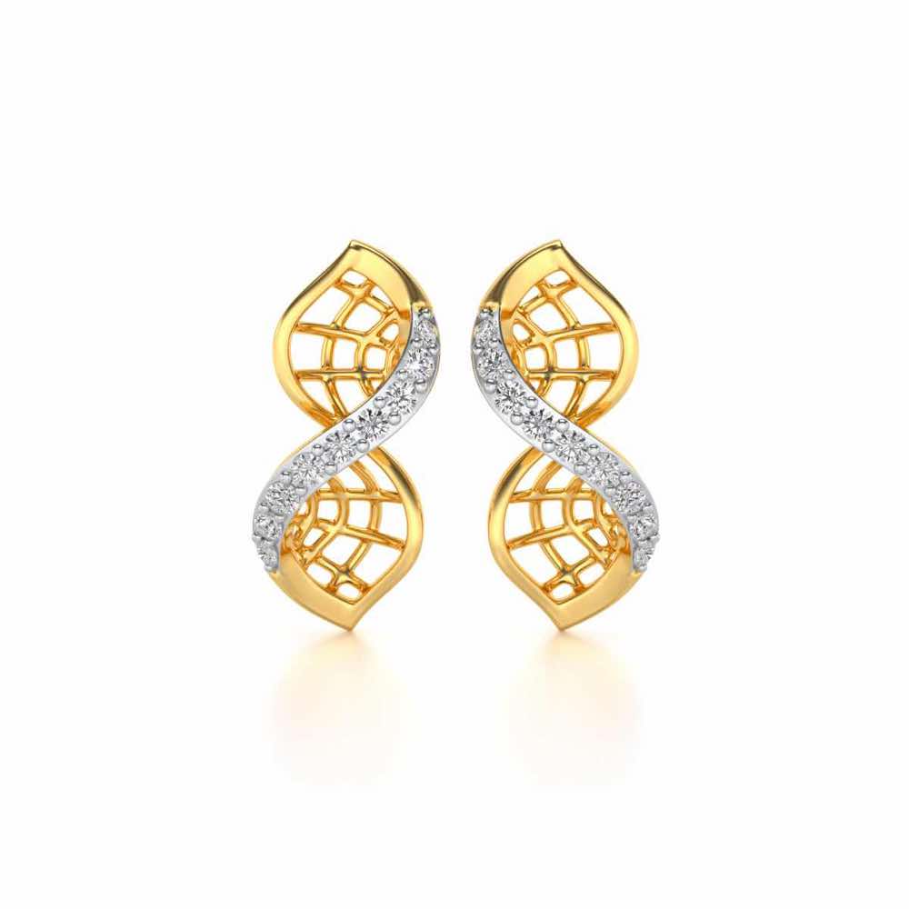 Twist Mesh Silver Earrings - Yellow Gold - Image 1