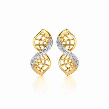 Twist Mesh Silver Earrings - Yellow Gold - Image 1