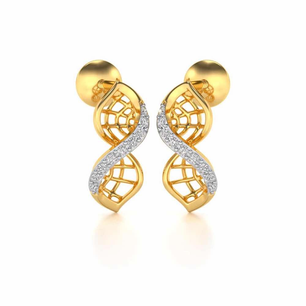 Twist Mesh Silver Earrings - Yellow Gold - Image 2
