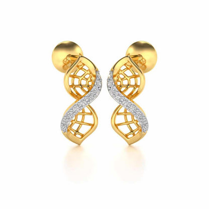 Twist Mesh Silver Earrings - Yellow Gold - Image 2