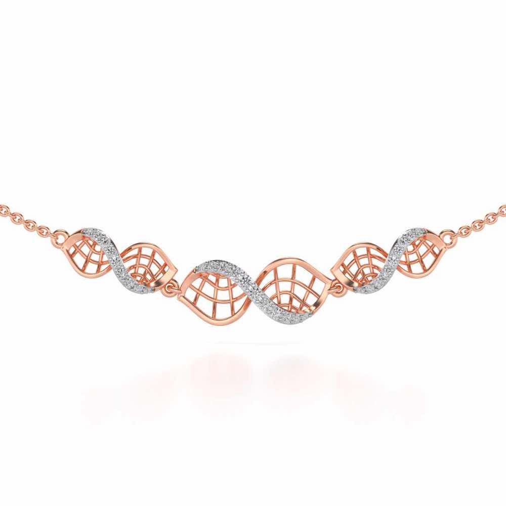 Twist Mesh Silver Necklace - Rose Gold - Image 1