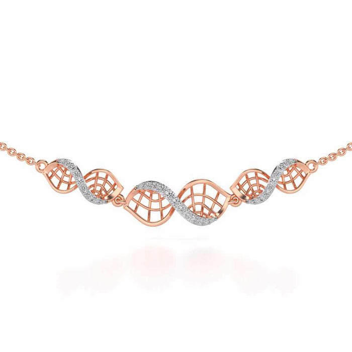 Twist Mesh Silver Necklace - Rose Gold - Image 1