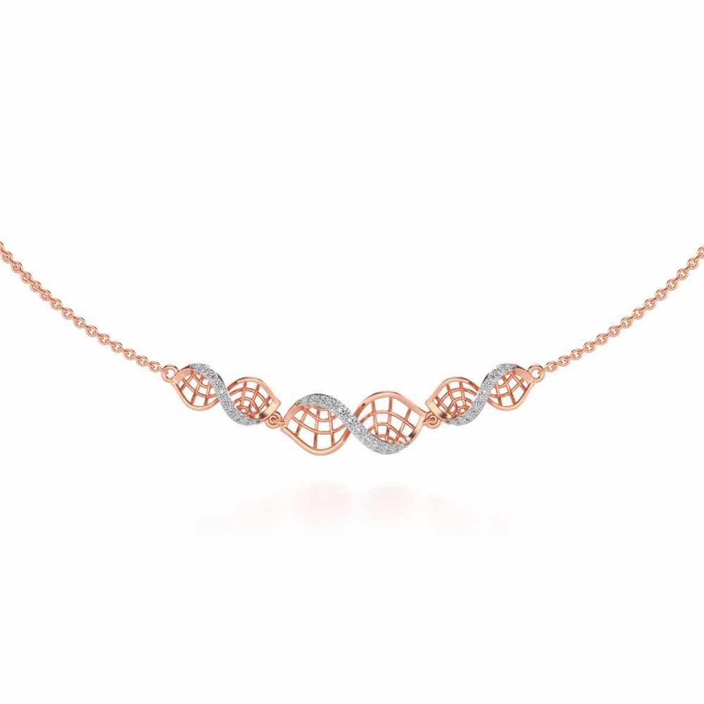 Twist Mesh Silver Necklace - Rose Gold - Image 2