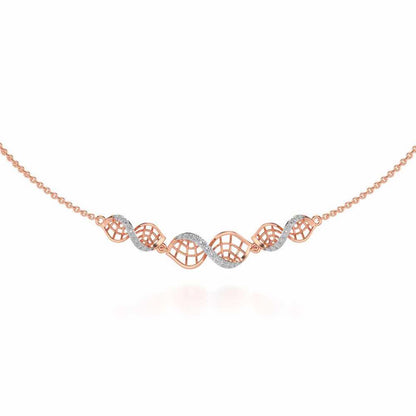 Twist Mesh Silver Necklace - Rose Gold - Image 2