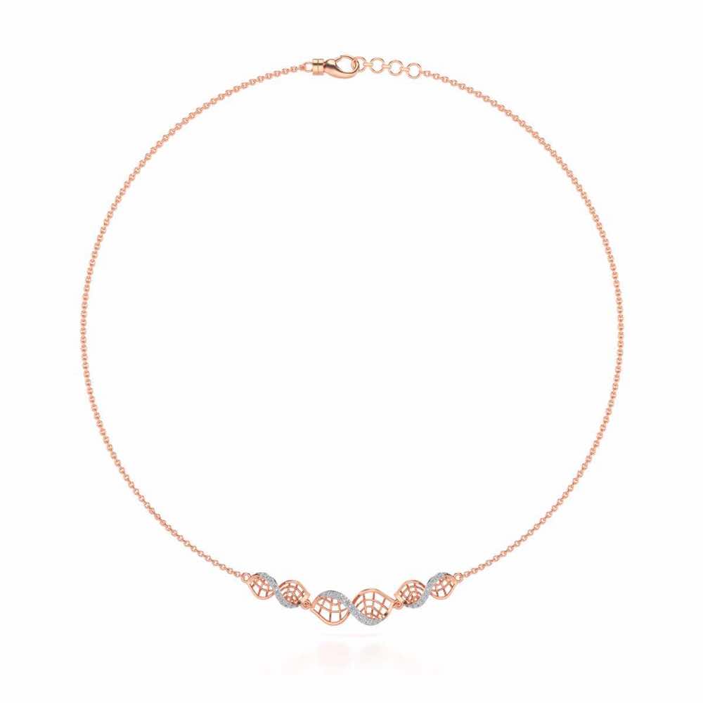 Twist Mesh Silver Necklace - Rose Gold - Image 3