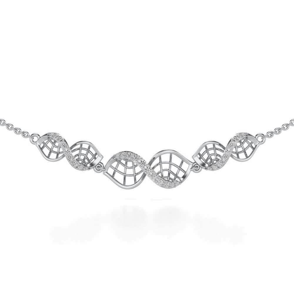 Twist Mesh Silver Necklace - White Gold - Image 1