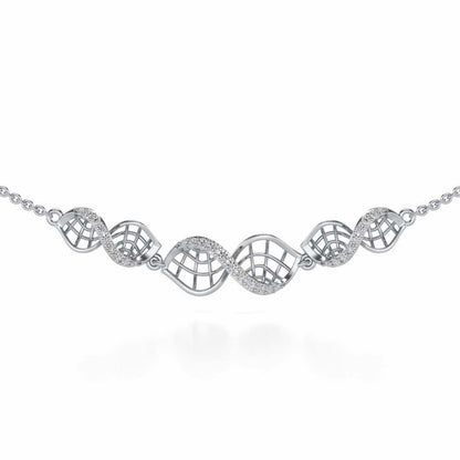 Twist Mesh Silver Necklace - White Gold - Image 1