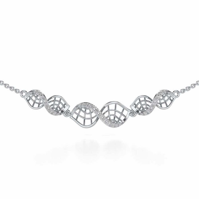 Twist Mesh Silver Necklace - White Gold - Image 1