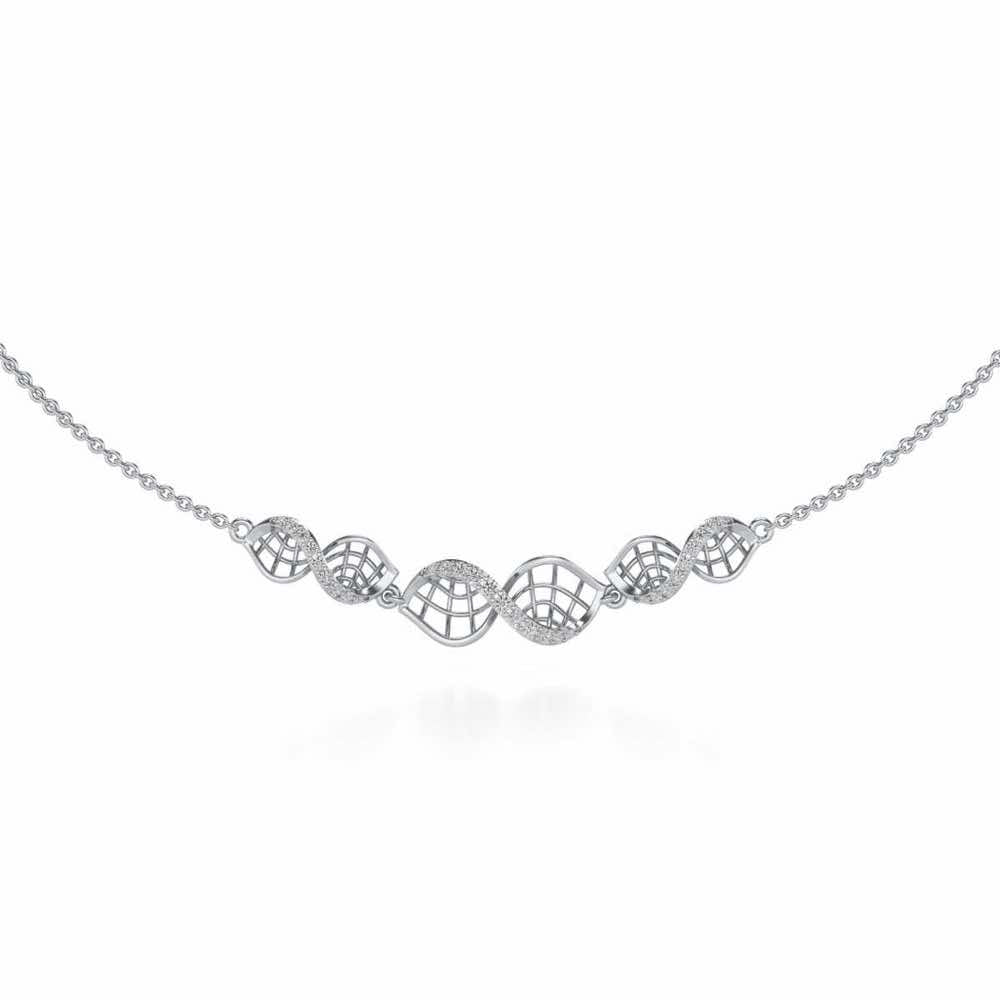 Twist Mesh Silver Necklace - White Gold - Image 2