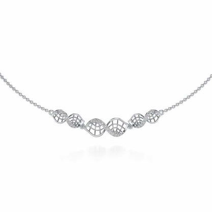 Twist Mesh Silver Necklace - White Gold - Image 2