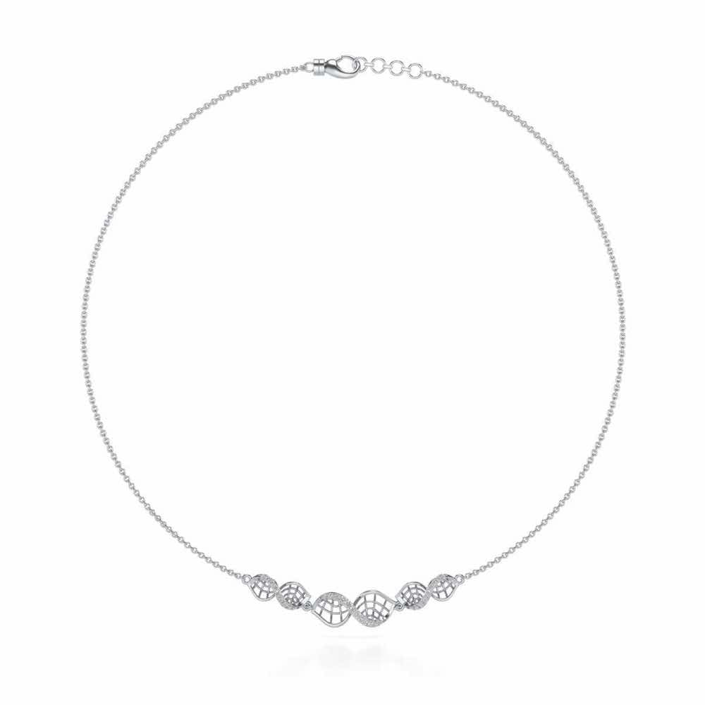 Twist Mesh Silver Necklace - White Gold - Image 3