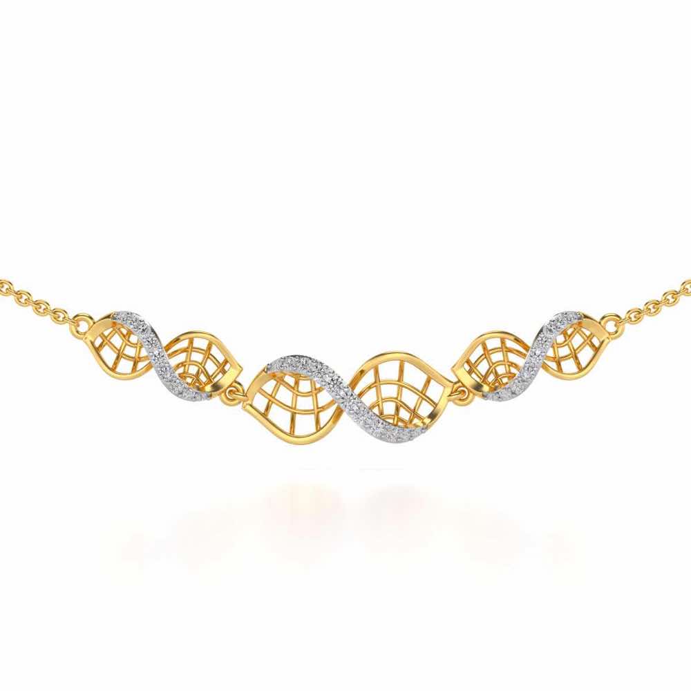 Twist Mesh Silver Necklace - Yellow Gold - Image 1