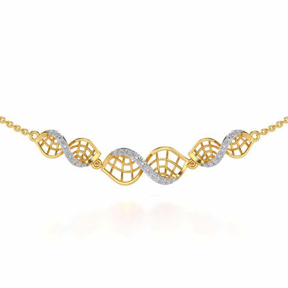 Twist Mesh Silver Necklace - Yellow Gold - Image 1