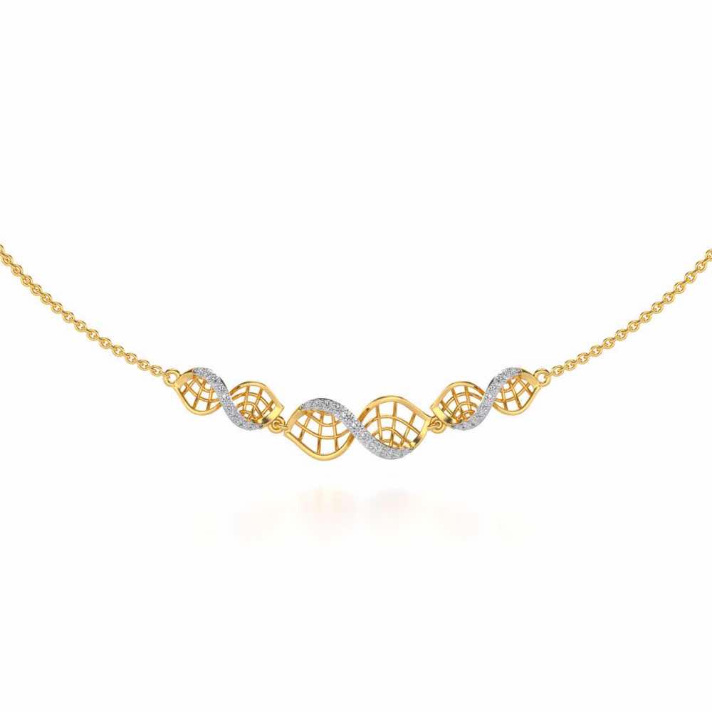 Twist Mesh Silver Necklace - Yellow Gold - Image 2
