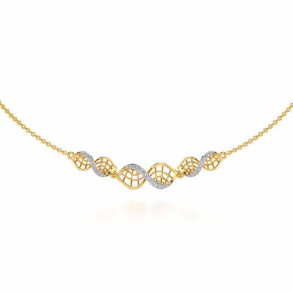 Twist Mesh Silver Necklace - Yellow Gold - Image 2