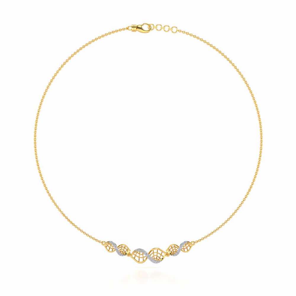 Twist Mesh Silver Necklace - Yellow Gold - Image 3