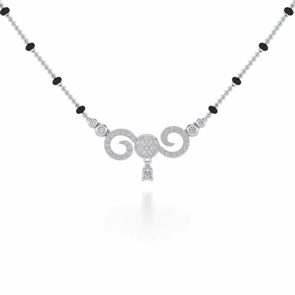 Twist Round Silver Mangalsutra - White Gold - Image 1