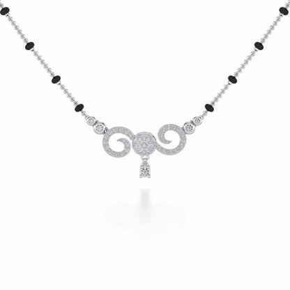 Twist Round Silver Mangalsutra - White Gold - Image 1