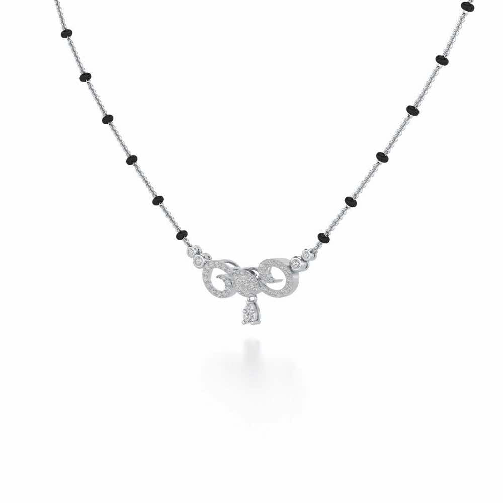 Twist Round Silver Mangalsutra - White Gold - Image 2