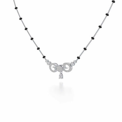 Twist Round Silver Mangalsutra - White Gold - Image 2