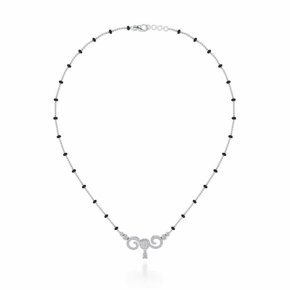 Twist Round Silver Mangalsutra - White Gold - Image 3