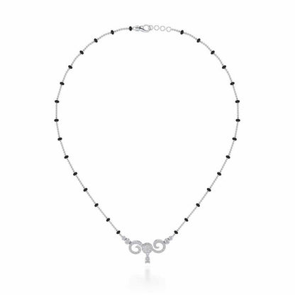 Twist Round Silver Mangalsutra - White Gold - Image 3