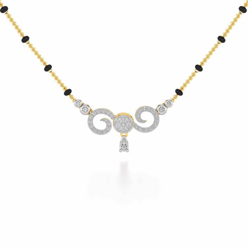 Twist Round Silver Mangalsutra - Yellow Gold - Image 1