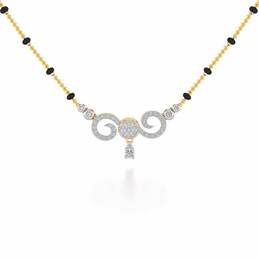 Twist Round Silver Mangalsutra - Yellow Gold - Image 1