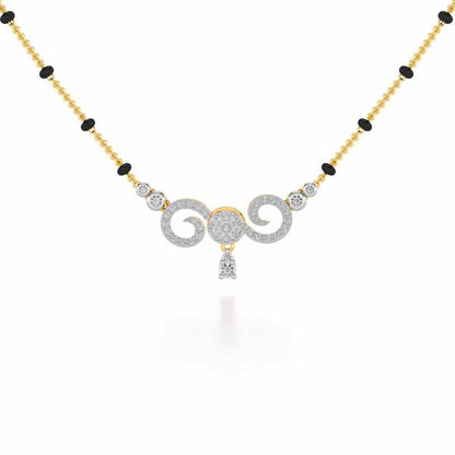 Twist Round Silver Mangalsutra - Yellow Gold - Image 1
