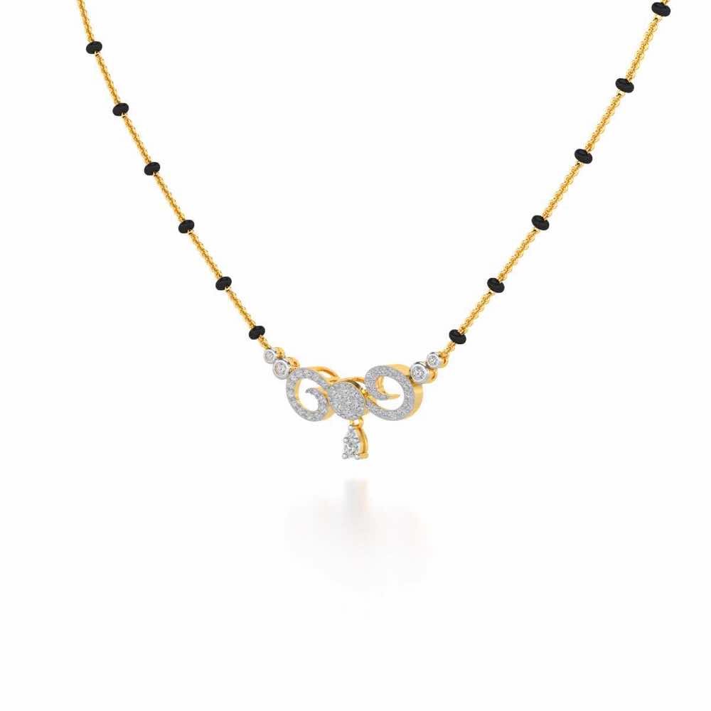 Twist Round Silver Mangalsutra - Yellow Gold - Image 2