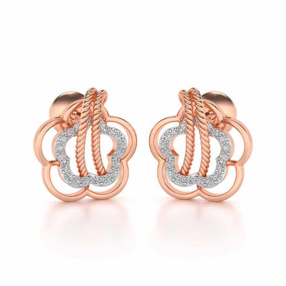 Twist in Flower Silver Studs - Rose Gold - Image 1