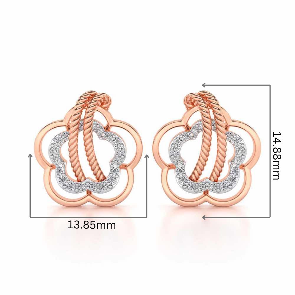 Twist in Flower Silver Studs - Rose Gold - Image 2