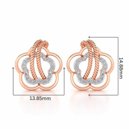 Twist in Flower Silver Studs - Rose Gold - Image 2