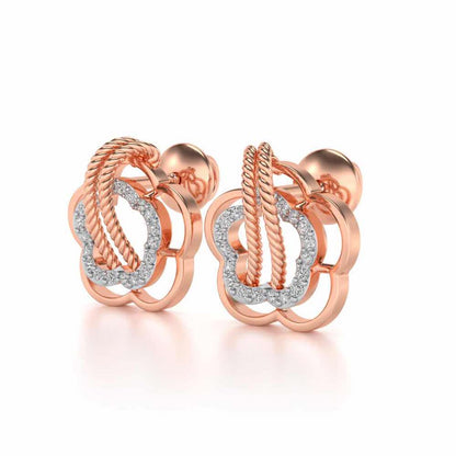 Twist in Flower Silver Studs - Rose Gold - Image 3