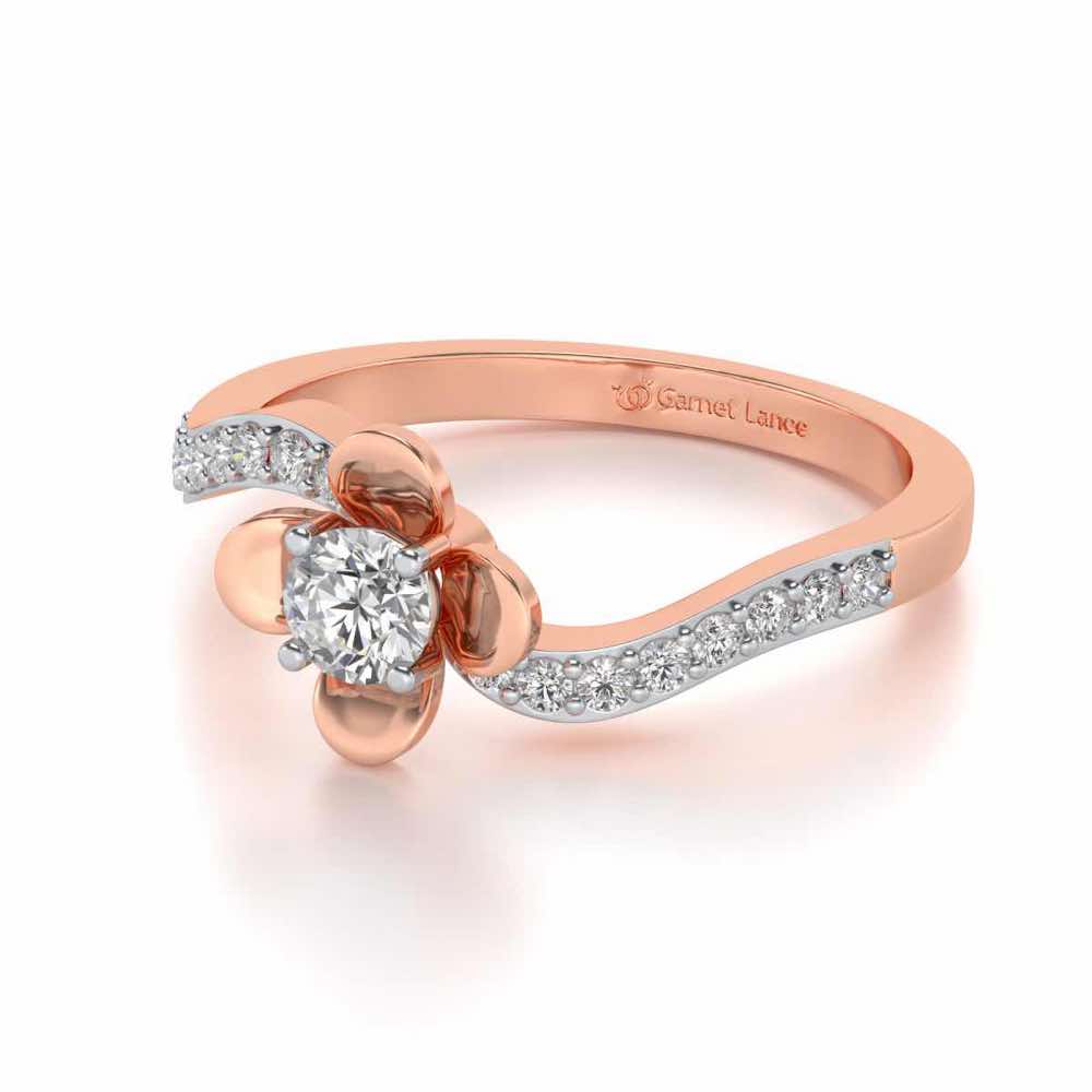 Twisted Bloom Solitaire Silver Ring - Rose Gold - Image 2