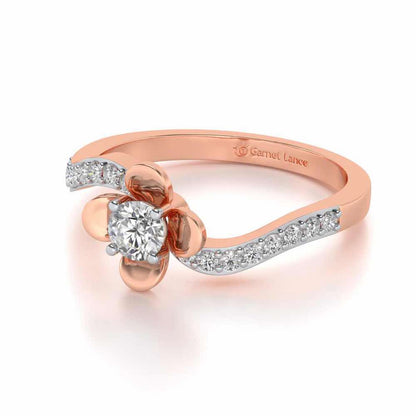 Twisted Bloom Solitaire Silver Ring - Rose Gold - Image 2