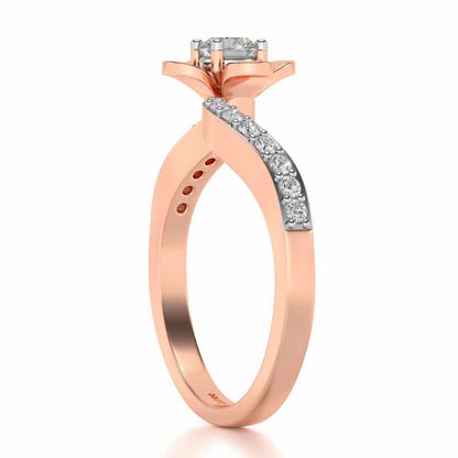 Twisted Bloom Solitaire Silver Ring - Rose Gold - Image 3