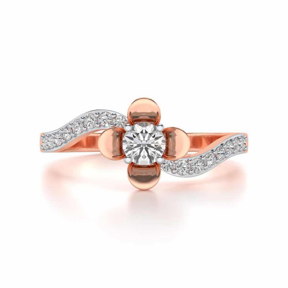 Twisted Bloom Solitaire Silver Ring - Rose Gold - Image 4