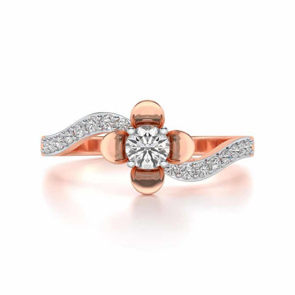 Twisted Bloom Solitaire Silver Ring - Rose Gold - Image 4