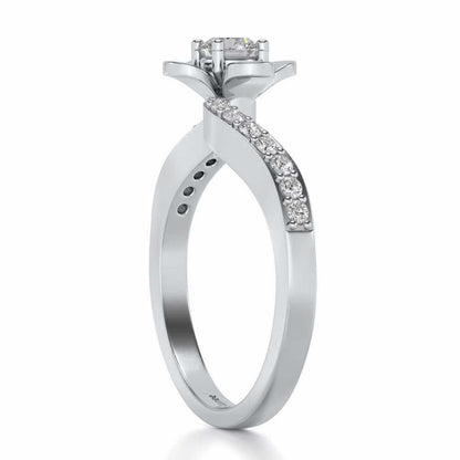 Twisted Bloom Solitaire Silver Ring - White Gold - Image 3