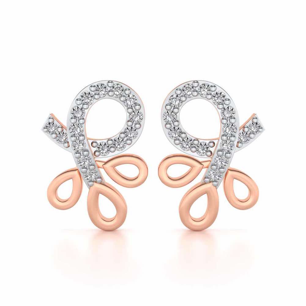 Twisted Floret Silver Earrings - Rose Gold - Image 1