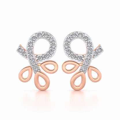 Twisted Floret Silver Earrings - Rose Gold - Image 1