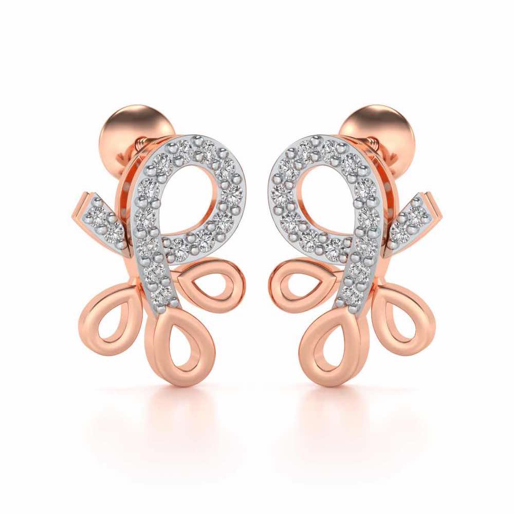 Twisted Floret Silver Earrings - Rose Gold - Image 2