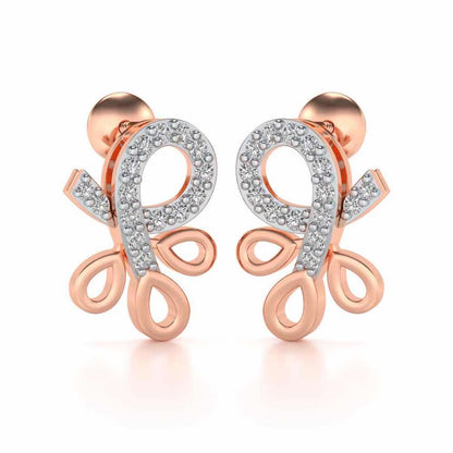 Twisted Floret Silver Earrings - Rose Gold - Image 2
