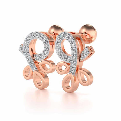 Twisted Floret Silver Earrings - Rose Gold - Image 3