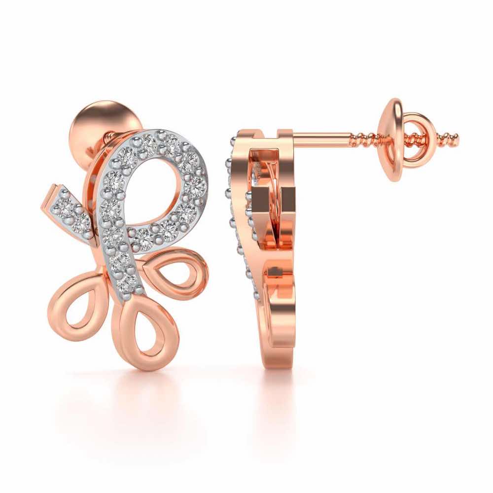Twisted Floret Silver Earrings - Rose Gold - Image 4